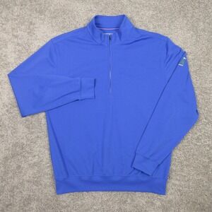 Donald Ross Sweater Mens Medium Blue Stretch Soutward Ho Quarter Zip Lightweight